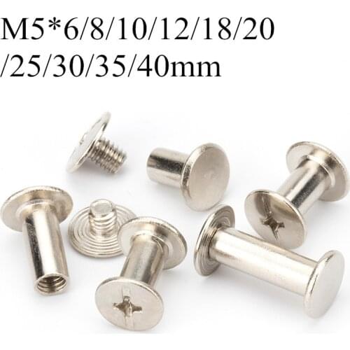 10pcs M5*8/10 Electroplating Nickel Bench Screws Account Books Photo Albums Docking Screws recipe Nuts Rivets
