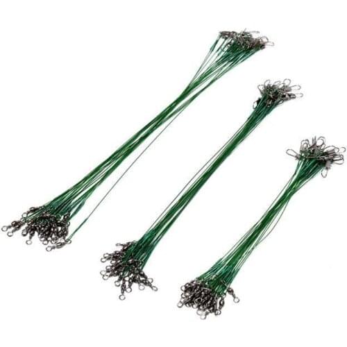 10PCS Fishing Lines Anti Bite Steel Fishing Line Steel Wire Leader with Swivel 20-25CM Lead Core Leash Fishing Wire Accessories