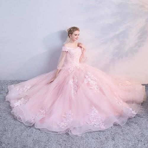 100%real luxury light light pink embroidery cosplay ball gown medieval dress Renaissance gown queen Victorian Belle Ball gown
