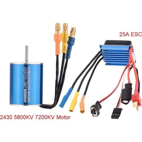2430 5800KV 7200KV 4P Sensorless Brushless Motor & 25A ESC Electric Speed Controller for 1/16 1/18 RC Car Truck