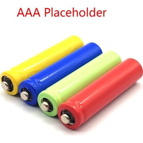 4Pcs AAA Size Battery Placeholder AAA Dummy Fake Battery Setup Shell Battery Placeholder Cylinder Conductor