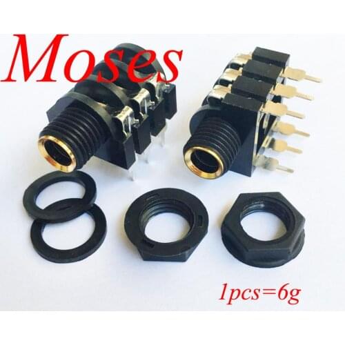 6.35mm/6.35 Original Microphone KTV Audio Jack Socket 6 Contact 3 Conductor Stereo 6.50 mm Right Angle Through Hole PCB Solder