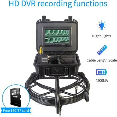 6.6MM Detection Pipe Pipeline Drain Sewer Camera Inspection Endoscope DVR Recording Borescope with waterproof 7 inch Monitor
