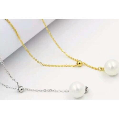 Free shipping >>>>noble jewelry Natural 11-12mm Akoya pearl Pendant o chain 925silver