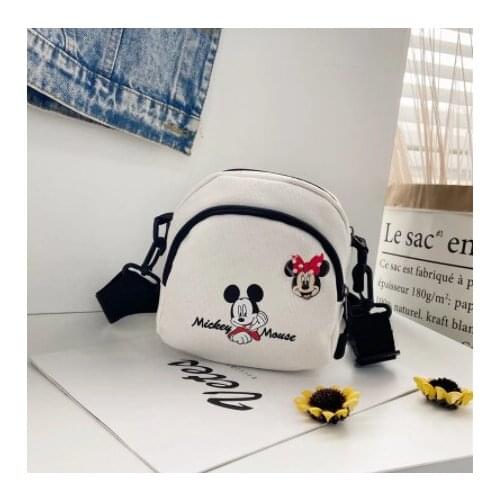 Disney Canvas Mickey Minnie Printed Childrens Bag Mini Shoulder Bag Cartoon Anime Baby Accessories Bag Girls Messenger Bag