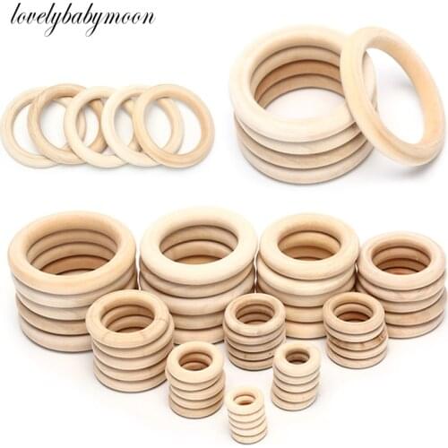 5/10/20pcs Natural Wood Teething Beads Wooden Ring Children DIY Wooden Circle DIY Crafts For Jewelry Making Baby Making Craft