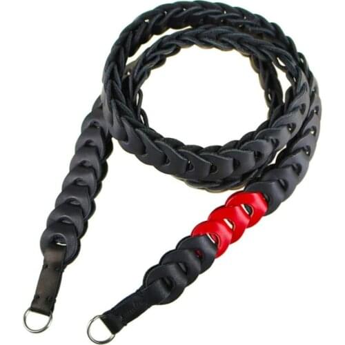 CAM-IN Handcrafted Italian Vegetable-Tanned Cowhide Tandem Camera Strap (Black)