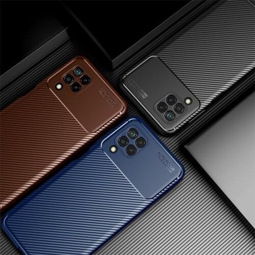 Carbon Fiber Cover For Samsung Galaxy M32 Case Bumper Silicone Funda Sam Sung M32 Ultra Thin Case For Samsung M32 SM-M325F 6.4"