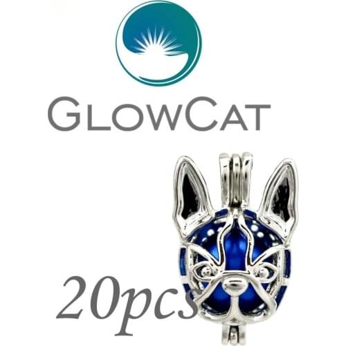 GLOWCAT 20x KK690 Cute Dog Boston Terrier Chihuahua Beads Cage Jewelry Making Essential Oil Diffuser Pearl Cage Locket Pendant