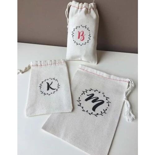 Customize initials laurel wreath Monogrammed wedding favor gift bags, Bachelorette thank you kits, Survival Kit Candy pouches