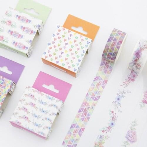 20mm*7M Watercolor Flower Diamond Masking Washi Tape Decorative Adhesive Tape For Scrapbooking Stickers Office School Supplies