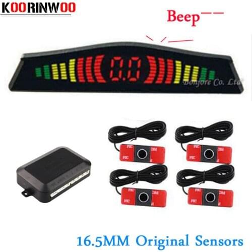 Koorinwoo Original Car Parktronic Double CPU Car Parking Sensor 4 Probes Sysem blind Probes System Car Detector Reverse For Car