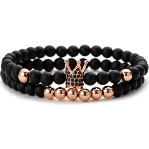 Crown 8mm Punk multicolor Agate beads Chakra Reiki Buddha Yoga Bracelet elastic adjustable Volcanic Stone Bangles cfb34