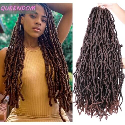 Bobbi Boss Nu Locs Curly Crochet Braids Hair Soft Faux Locs Crotchet Hair Synthetic Dreads Braiding Hair Extensions Ombre Brown