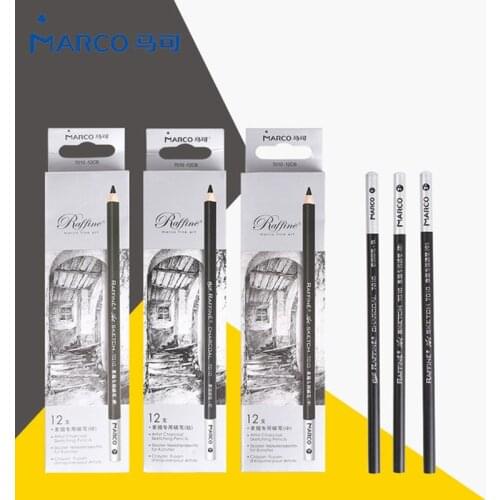 Marcos 12Pcs Charcoal Pencil For Sketch Painting Soft/Medium/Hard Pencils Drawing Lapiz Set Stationery For Art School Students
