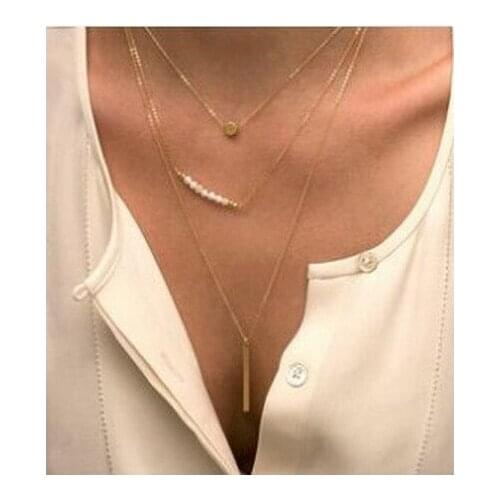 Fashion Multi Layer Necklace Gold Fatima Hand 3 Layer Chain Bar Necklace Colares Femininos For Women Jewelry Collier 2020