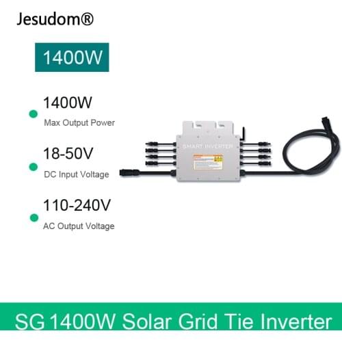 MPPT 1400W IP65 Waterproof Solar Pure Sine Wave Smart Micro Grid Tie Inverter 18-50VDC to 100V-240VAC with Monitoring Collector