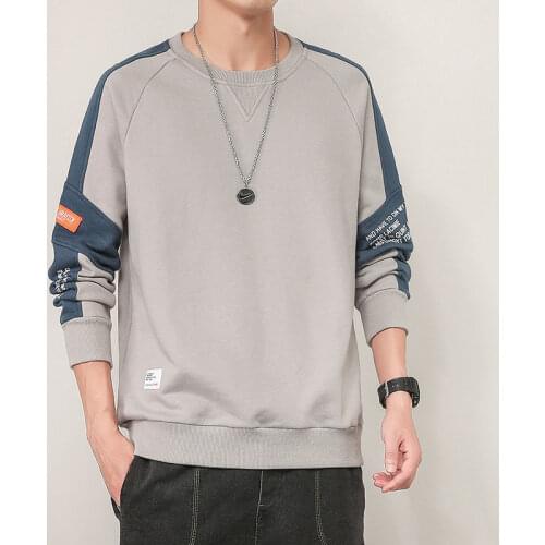 Round neck sweater mens new 2021 spring and autumn loose boys' tops Korean trend brand long sleeves