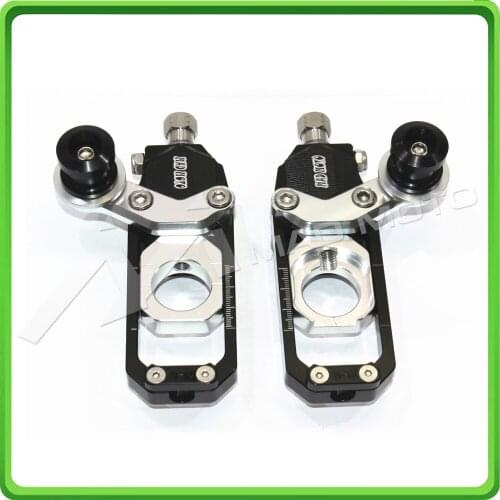 Motorcycle Chain Tensioner Adjuster with bobbins kit for Kawasaki Ninja ZX6R ZX-6R 2005 2006 2007 2008 2009 2010 2011 2012 Silve