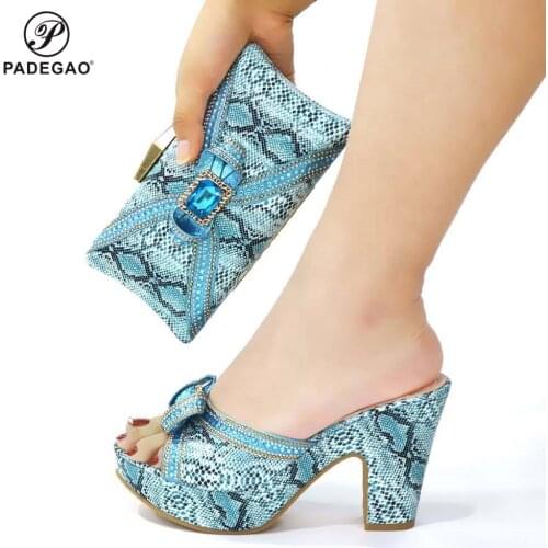 New Fashion Sales In Women Matching Shoes and Bag Set African Wedding Italian Shoe and Bag Sets Rhinestone Wedding Party Shoes