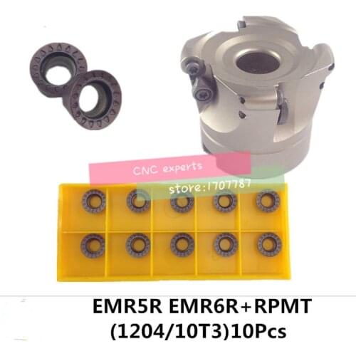 New 1PCS EMR6R 50-22-4T/EMR6R 63-22-4T and 10pcs RPMT1204 insert face mill milling cutter cnc milling tools for round inserts