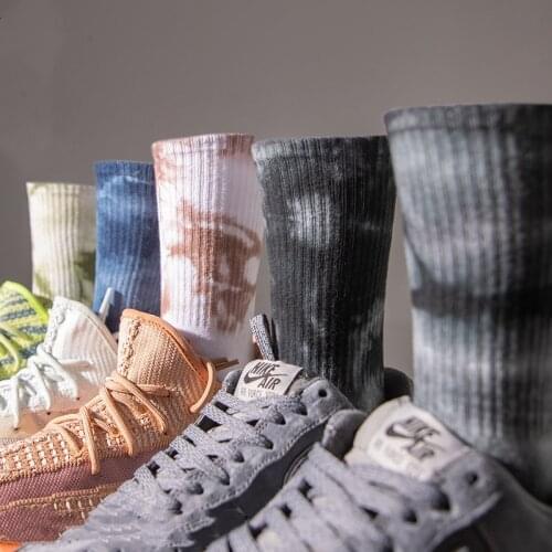 Skateboard Solid Street Basketball Fashion Cotton Crew Socks Tie-dye Women Tie-dyed Bandhnu Plangi Camo Stealth Camouflage Men