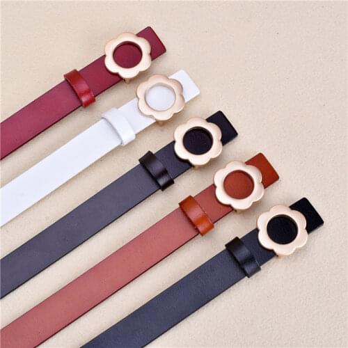 Belts for Women 2021 Flower Shape Alloy Buckle Simple Decorative Suit Dress Belt Casual All-match Womens Pants Leather Belt