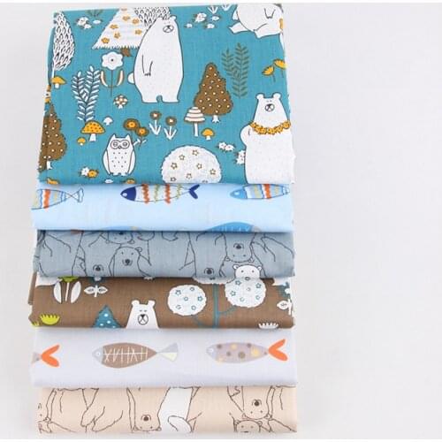 DIY 6pcs/lots 40x50cm 100%Cotton Twill Fabric Bundle Sewing Quilting Crafts for Handmade