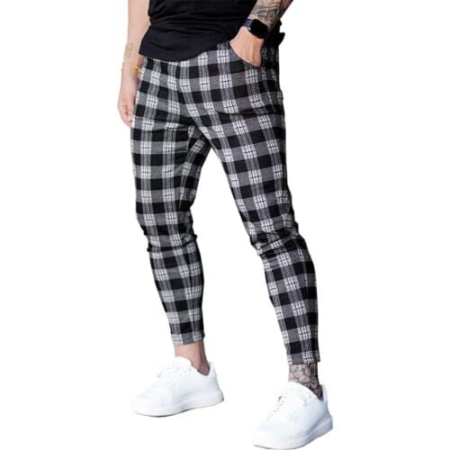 SHIYIKU Men's Checked Trousers