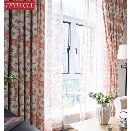 American Style Curtains for Living Room and Bedroom Pastoral Printing Curtains Polyester Cotton Window Curtains Tulle