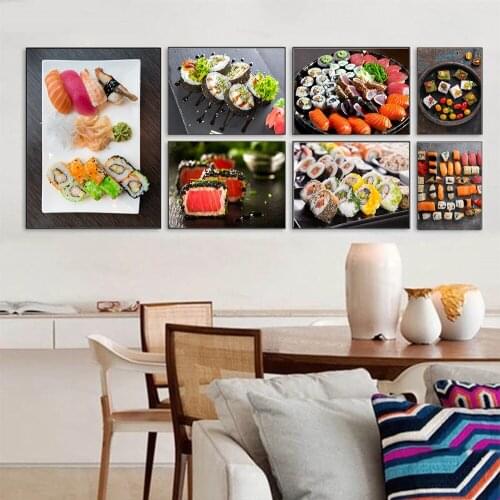 Traditional Delicious Japanese Sushi Set Wall Art Canvas Painting Canvas Prints and Poster Dining Picture for Kitchen Home Decor