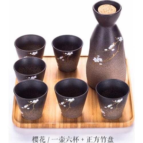 Creative Cocktail Shaker Bar Set Tender Hand-Painted Japanese Sakura Sake Cup Dispensador De Cerveza Shot Glasses BD50BS