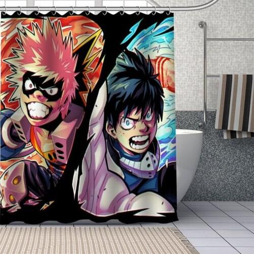 Custom Anime BAKUGOU KATSUKI Shower Curtain With Plastic Hooks Modern Fabric Bath Curtains Home Decor Curtains Custom Your image