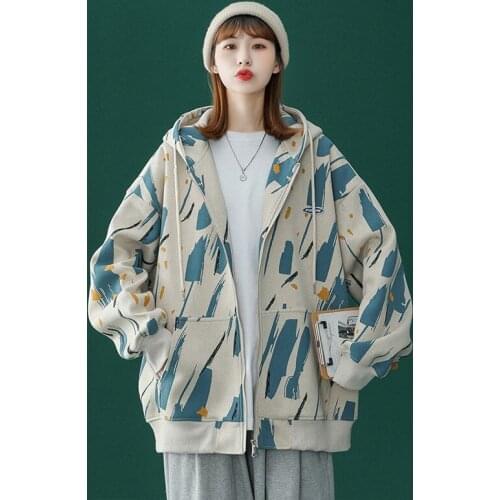 2021 New Jacket Female Tide Ins Autumn and Winter Korean Version of Loose Student Jacket Retro Hooded Baseball Uniform