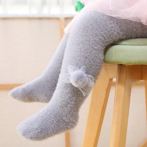 Toddler Girls Winter Pantyhose Kid Child Autumn Thermal Thick Warm Velvet Pants Newborn Infant Lace Cute Tights Baby Accessories