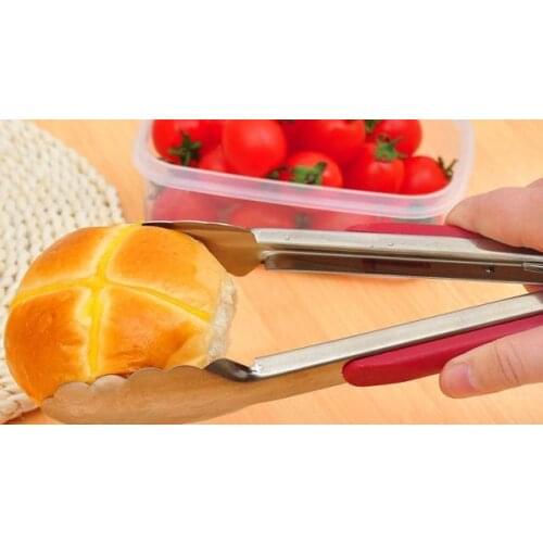 1PC Stainless Steel BBQ Tongs Kitchen Salad Fruits Tong Cooking Food Tongs Grill Clip Clamp Serving Utensil Barbecue JJ 0856