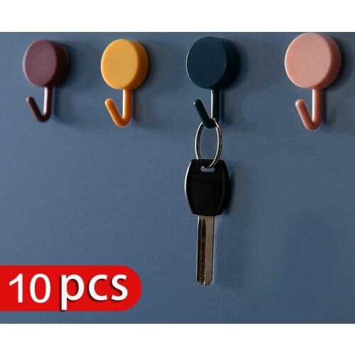 10 Packs of Plastic Sticking Hooks Strong Viscose Hangers for Kitchen and Bathroom Free Punching Wall Sticking Hooks