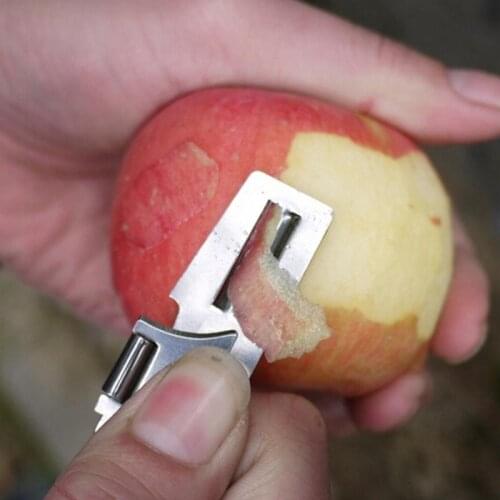 1pcs 2 In 1 EDC Pocket Stainless Steel Multi Tool Outdoor Can Opener Fruit Multi Peeler Cutter 2\" Double Peeler