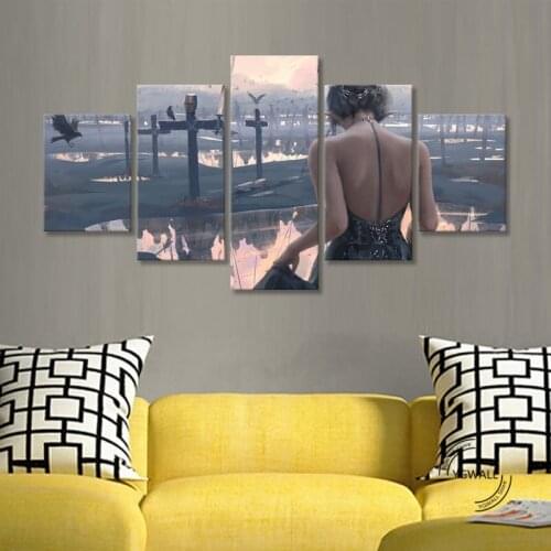 Ghost Blade Bare Shoulders Women Home Decorative 5 Piece Pictures Modern Printed Poster For Living Room Wall Art