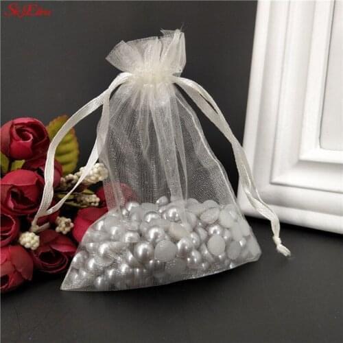 50pcs Organza Sheer Gauze Element Jewelry Bags tulle fabric Wedding Gift Bags Sachet OrganzaGift Bag 5z