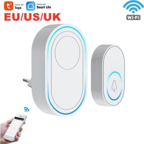 TUYA Wifi Doorbell Alarm System Intelligent Wireless Door Bell Strobe Smartlife 58 Sound Compatible 433MHz Wireless Detectors
