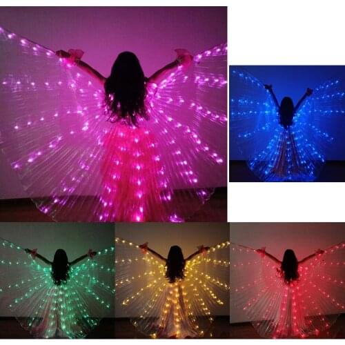 Large LED Butterfly Belly Dance Isis Wings Belly Dance Accessory Egypt Club Glowing Wings Costumes With Sticks Adult Women