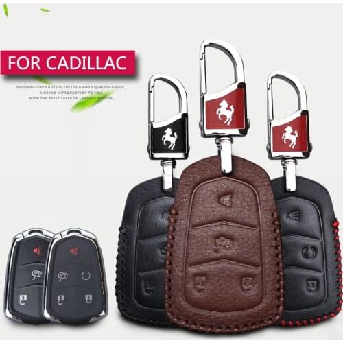 Real Leather Car Key Cover Case For Cadillac STS ATS Escalade SRX CTS V CT6 XT5 ESV ELR DTS ESV Key Ring Shell Accessories