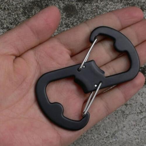 Black or Silver EDC Stainless Steel Keychain Carabiner Pocket Carabiner Tools 8 Shaped Bottle Opener Backpack Clasps