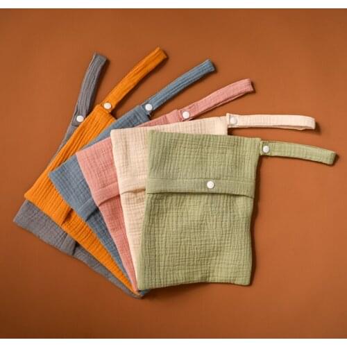 Baby Gauze Diaper Bag Pure Cotton Reusable Waterproof Storage Bag With Handle Portable Mummy Outdoors Supplies Durable Nappy Bag