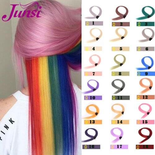 Long Straight Hair multiple Color Synthetic Hair Extension Hair Extension Double Card Style Rainbow Hair Suitable for Women