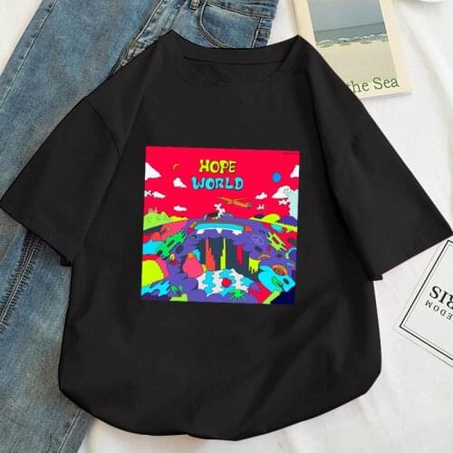 Kpop J-hope hope world T Shirt Unisex Streetwear T-shirt Casual Short Sleeve Tshirt Homme Hip Hop Top Tees Cotton Graphic Tee