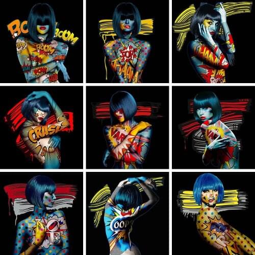 Square Nude Painting Pop Art Oil Painting By Numbers Canvas Graffiti Painting Coloring Drawing Diy Gift Modern Home Wall Decor