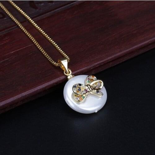 Mix cz cubic zirconia crystal paved tiny gold tie knot charm pearl bead pendant charms dainty link choker necklace for women