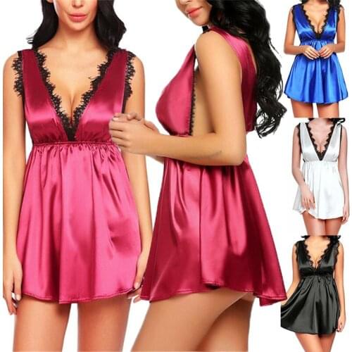 Fashionable Women Soft And Comfortable Sexy Padded V-Neck Lace Strappy Underwear Nightdress Charming Home Sleepwear домашняя оде